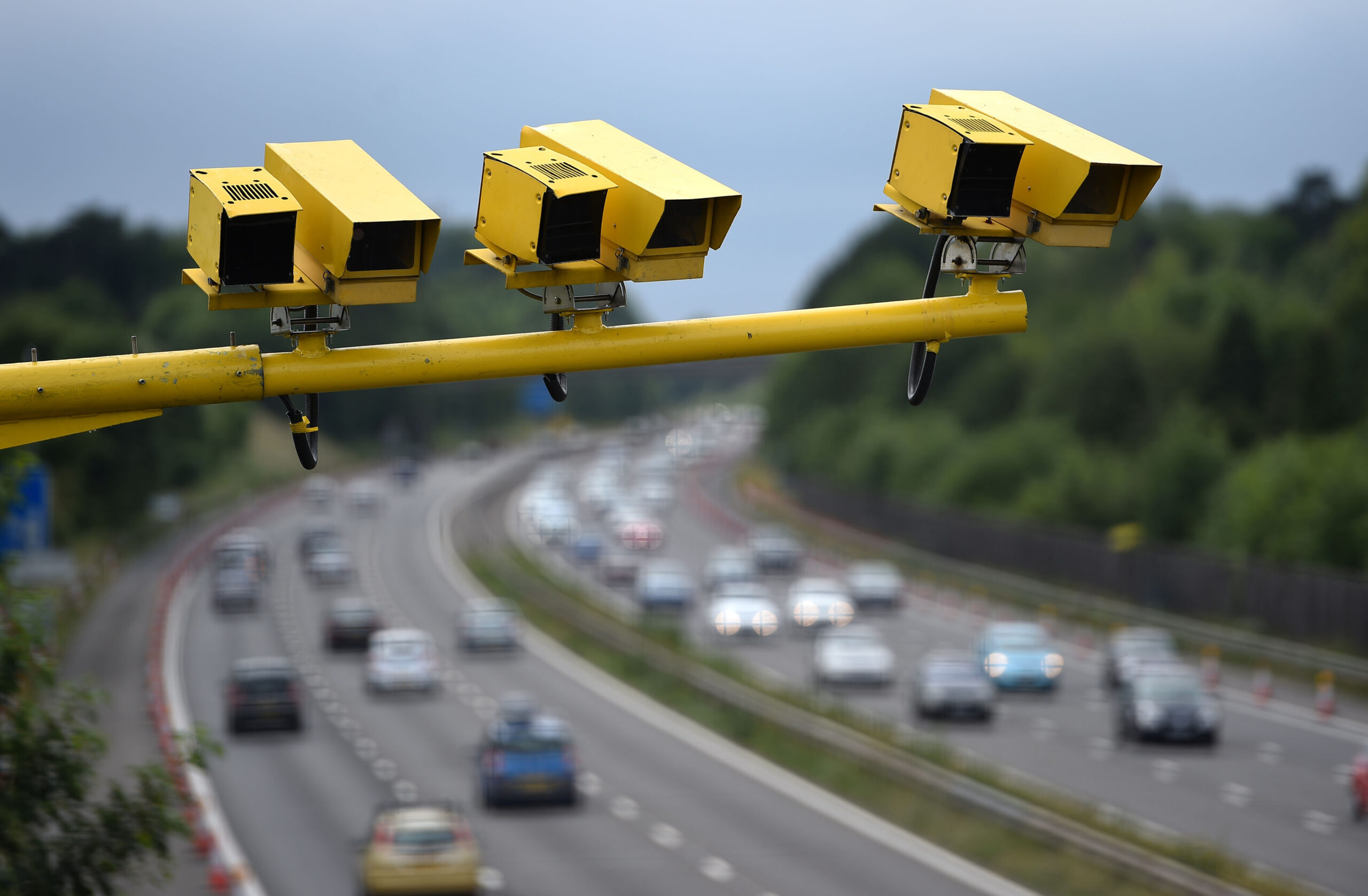EMBARGOED TO 0900 TUESDAY MAY 31 File photo dated 28/06/15 of three SPECS Average Speed cameras in position on the M3 motorway in Hampshire, as average speed cameras are monitoring drivers on more than 250 miles of Britain's roads, according to a new study. ... Average Speed Camera study ... 31-05-2016 ... Hook ... UK ... Photo credit should read: Andrew Matthews/PA Wire. Unique Reference No. 26481671 ... Issue date: Tuesday May 31, 2016. See PA story TRANSPORT Cameras. Photo credit should read: Andrew Matthews/PA Wire .